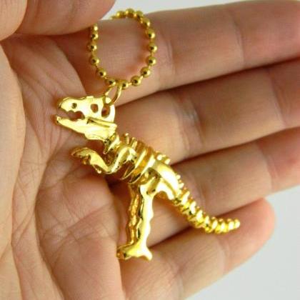 Gold Dinosaur Skeleton Necklace